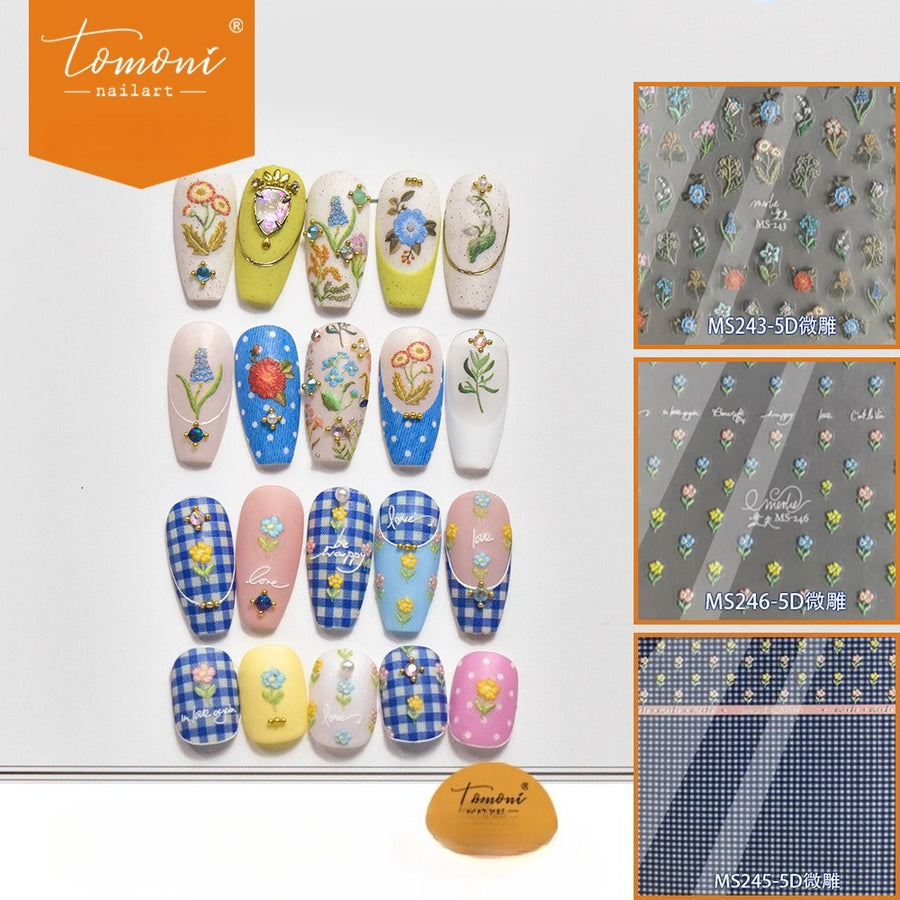 5D Micro-Embossed Wildflower Medley – Ultra-Textured Nail Art Set