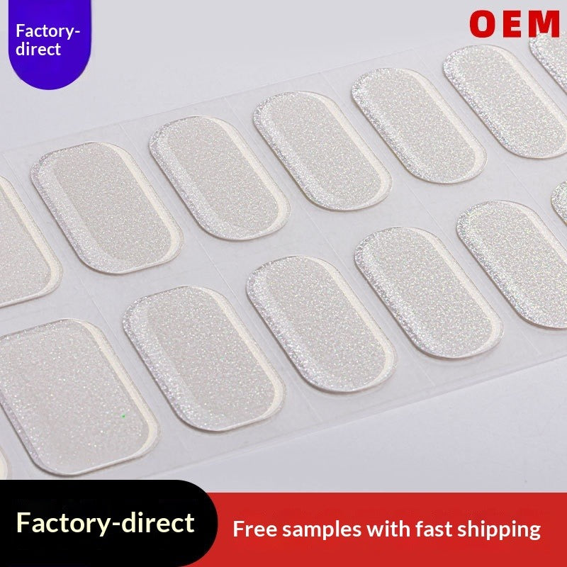 Semi-Cured Gel Nail Strips Solid Pearl Shimmer Glossy Design (MOQ=3)