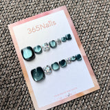 365nails: "emerald star diamond" – handmade press-on pedicure