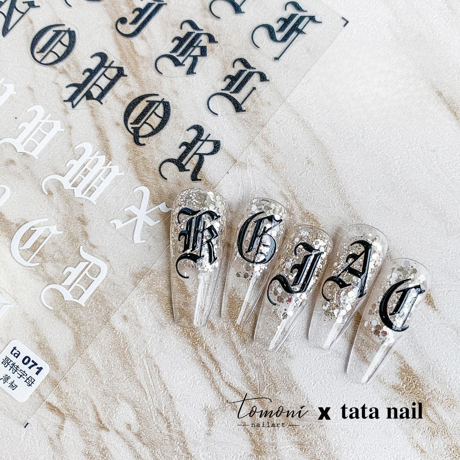 Gothic Large Letters – Bold Typography Nail Art Set