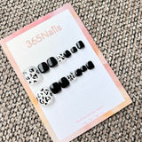 365nails: "black and white leopard print wild" – handmade press-on pedicure