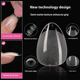 Nail Tips transparent short semi-matte nail piece, almond free of grinding and non-marking patch, press on nails piece patch, fake nail piece.
