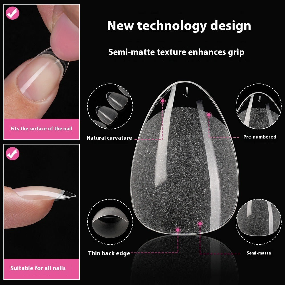 Nail Tips transparent short semi-matte nail piece, almond free of grinding and non-marking patch, press on nails piece patch, fake nail piece.