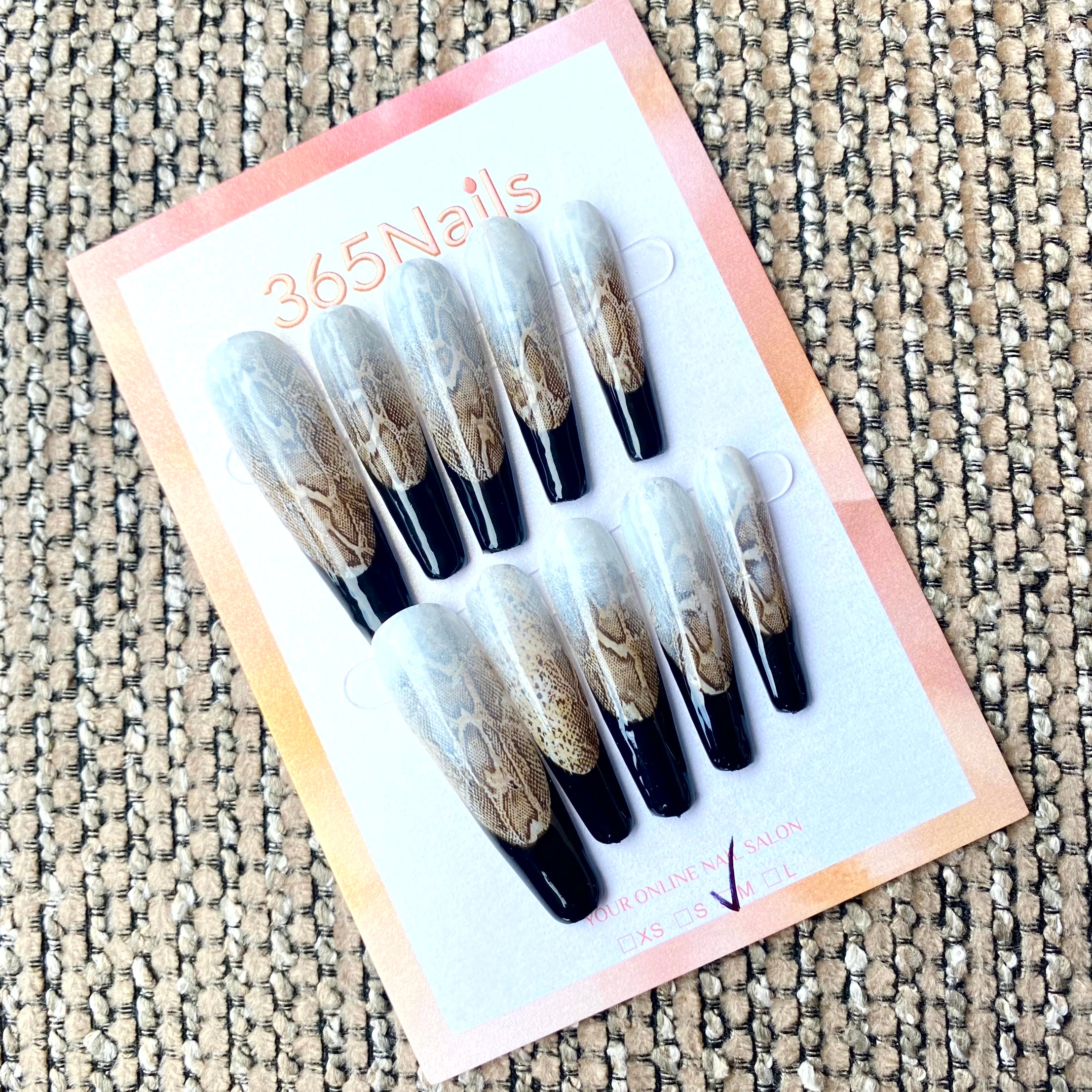 365nails: "Snake Skin French" – Coffin Handmade Press-On Nails