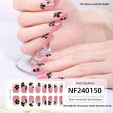 Semi-Cured Gel Nail Strips Summer Floral 3D Foil Pink Glossy Set (MOQ=3)