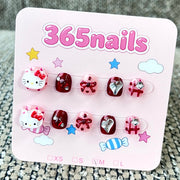 365nails: "Hello Kitty's Red Bow" – 3D Character Handmade Short Nails