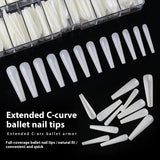 Nail Tips Nail piece Transparent  360 pieces Boxed seamless lengthened fake nail piece C arc full sticker Ballet nail patch manicure