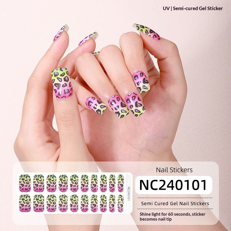 Semi-Cured Gel Nail Strips Gradient French Pastel Glossy Design (MOQ=3)