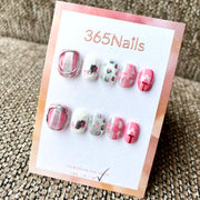 365nails: "Sweet Treats" – 3D Bow & Plaid Handmade Short Square Nails