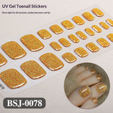 Semi-Cured Gel Nail Strips Toe Nails Pure Color Glitter Sparkle Set (MOQ=3)