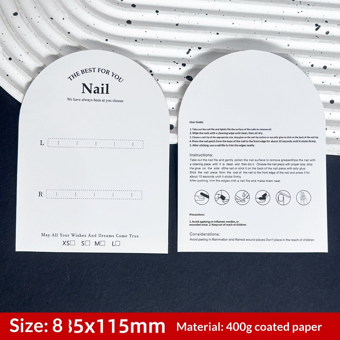 Arch Shape Display Cards for Press On Nail Packaging (MOQ=50)