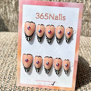 365nails: "Nude Black Zebra Rhinestone Gold Mix" – Handmade Medium Stiletto Press-On Nails