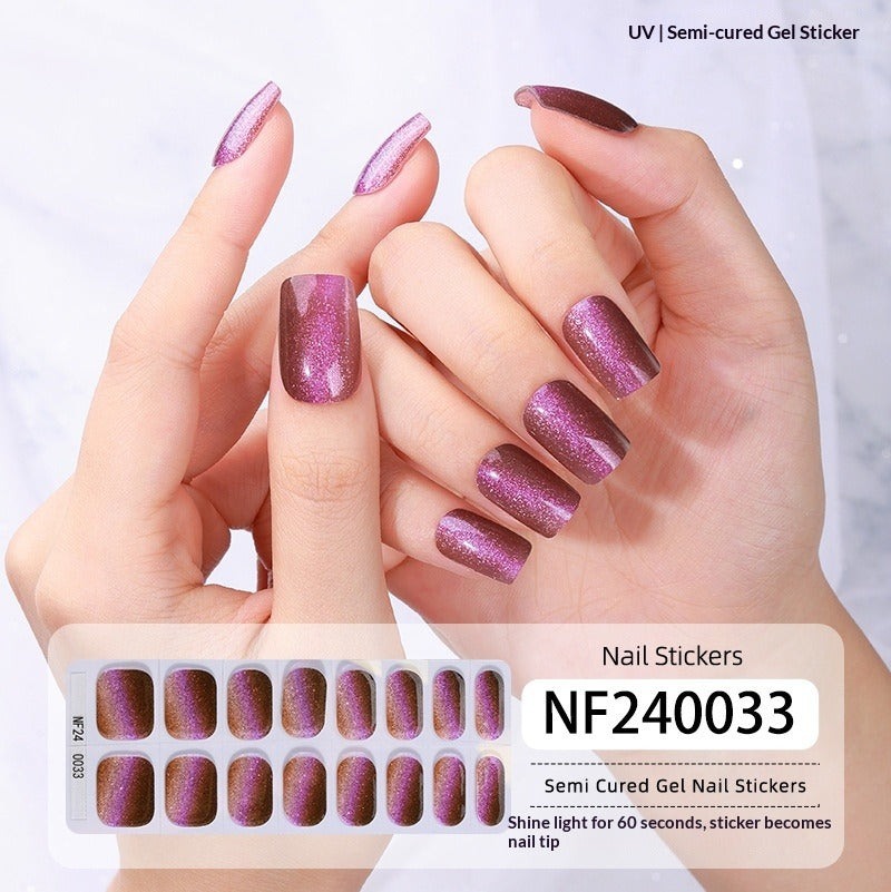 Semi-Cured Gel Nail Strips 3D Foil Gold Glossy Design (MOQ=3)