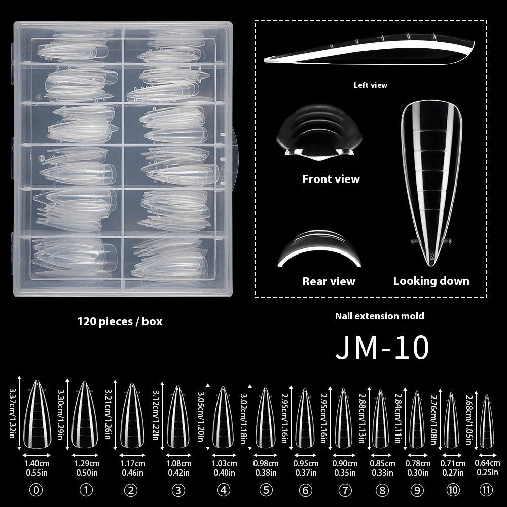 Nail Tips 120 transparent crystal nail molds, boxed with graduated crystal extension nail molds,  rapid phototherapy extension nail molds