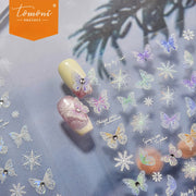 Crystal Butterfly & Snowflake Nail Stickers – 5D Embossed Winter Sparkle Set