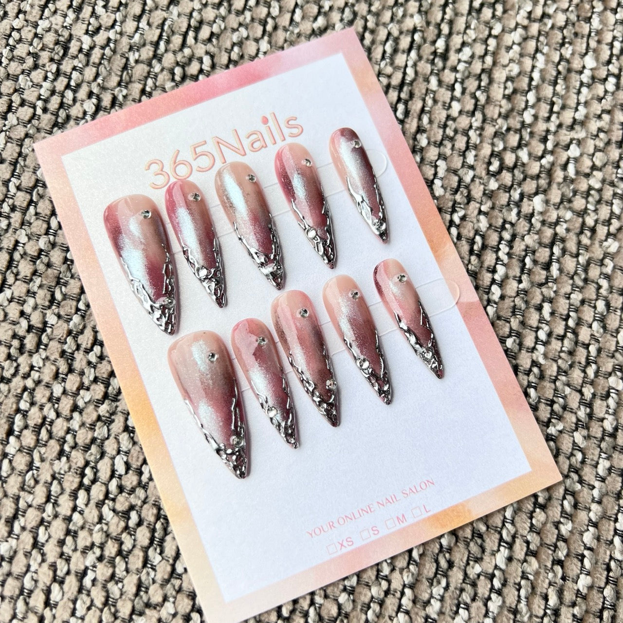 "Blush Thorn Vein" – Long Sharp Stiletto Handmade Press On Nails