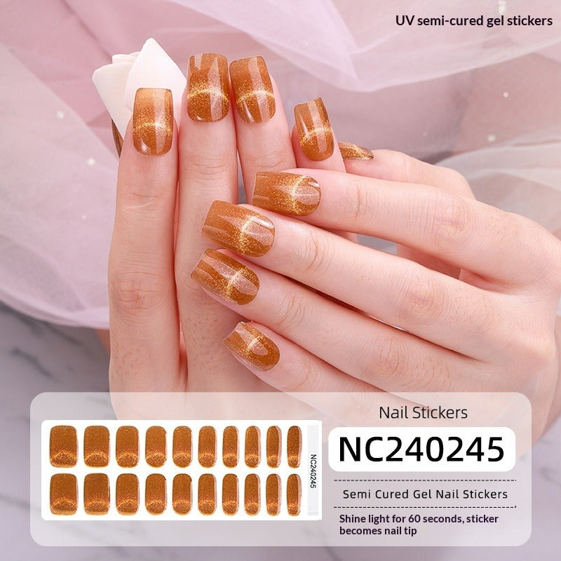 Semi-Cured Gel Nail Strips Sparkle Spotlight Cat Eye Glow Effect (MOQ=3)