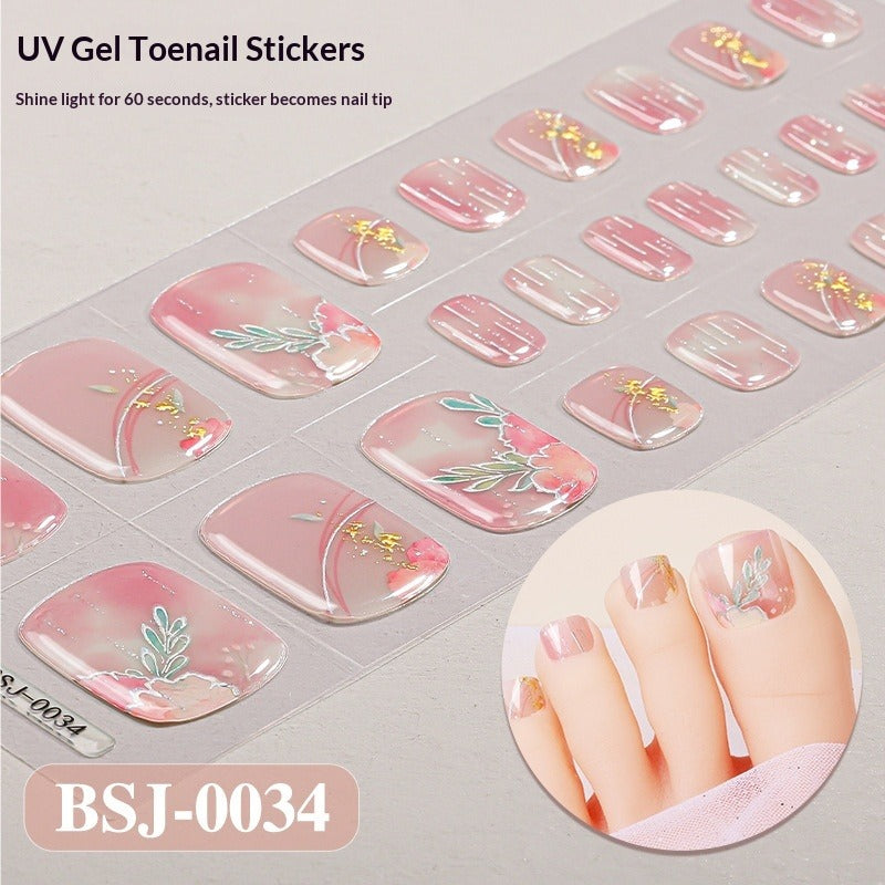 Semi-Cured Gel Nail Strips Fresh Floral 3D Foil Glossy Design (MOQ=3)