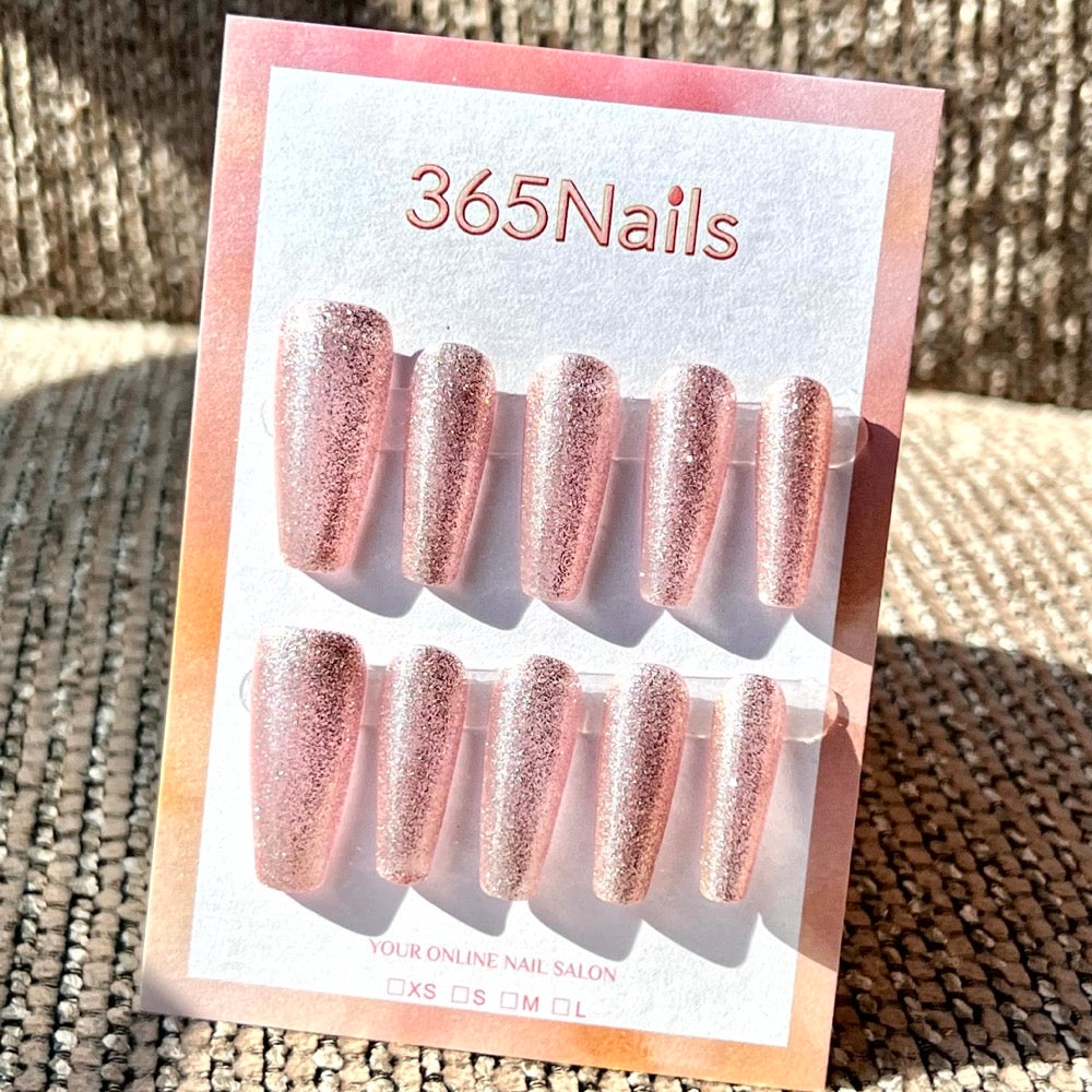 "Bold Long Coffin" - Glitter Handmade Nails (6 Colors Available)