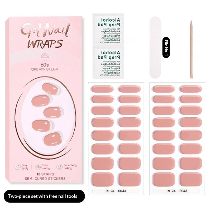 Semi-Cured Gel Nail Strips Pure Solid Glitter Glossy Design (MOQ=3)