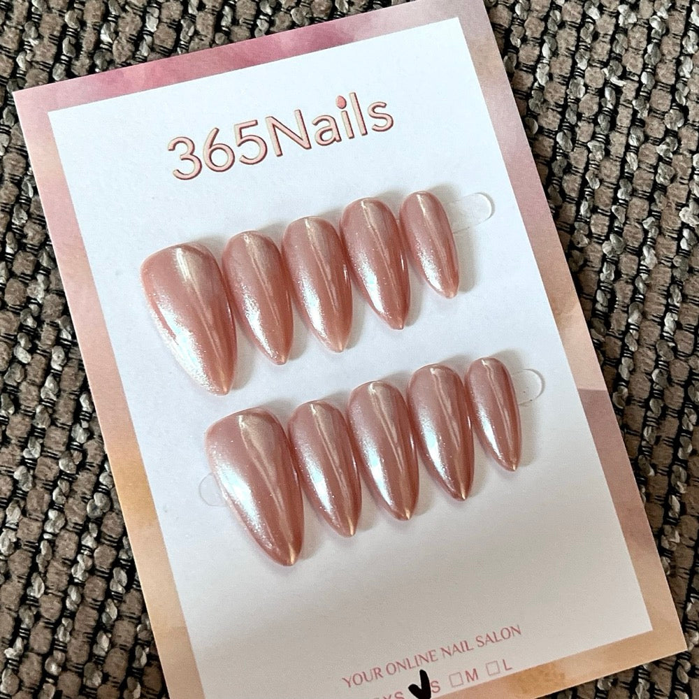 Rose Mirror - Rose Gold Oval Press-On Nails