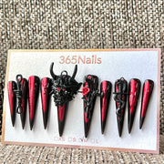 365nails: "Demon Oni Gothic Red" – unhas postiças artesanais