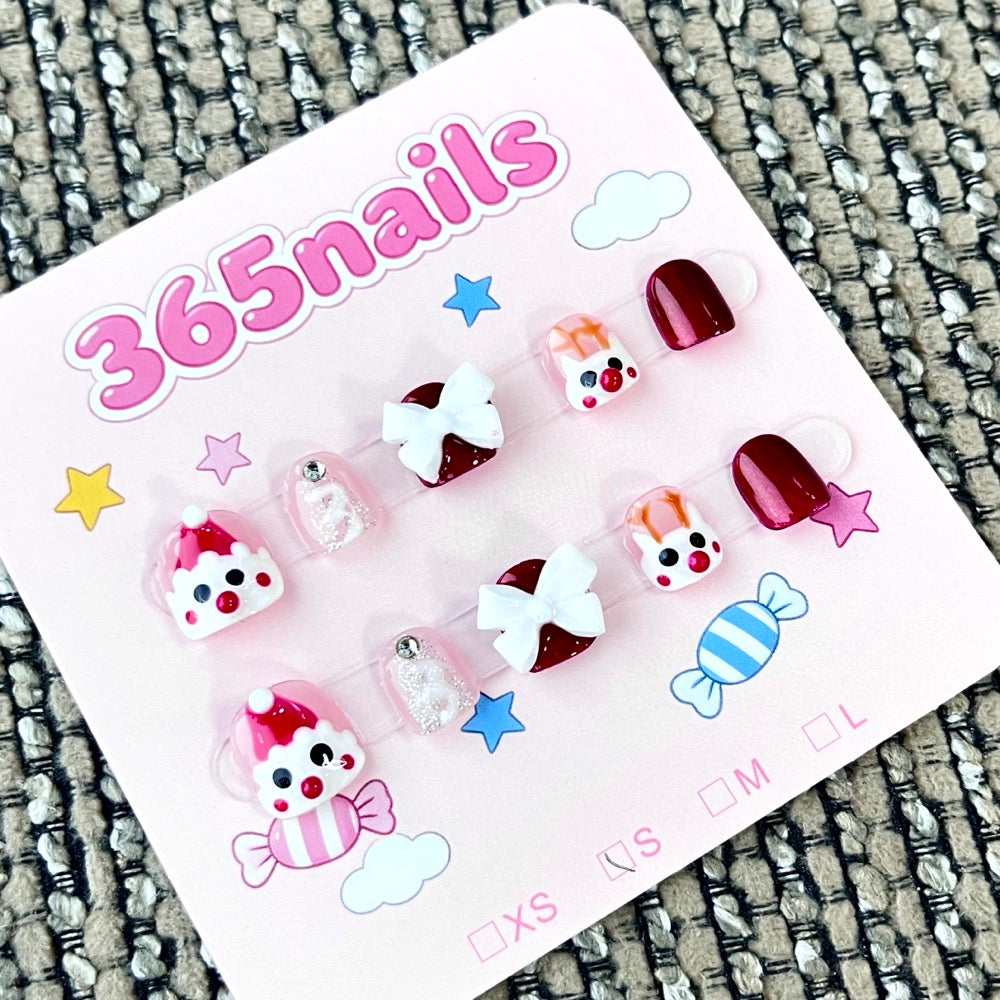 365nails: "Sweet Petals" – 3D Character & Bow Handmade Short Square Nails