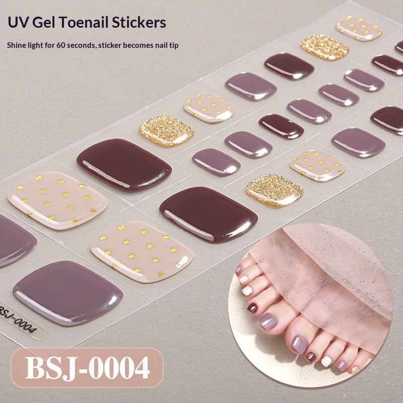 Semi-Cured Gel Nail Strips French Leopard 3D Foil Gradient Design (MOQ=3)