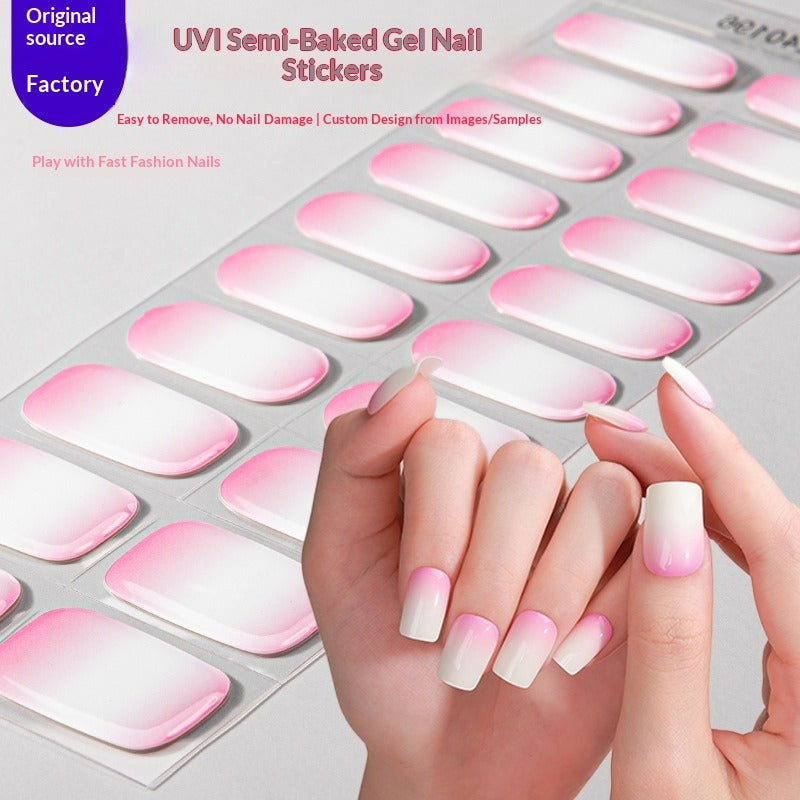 Semi-Cured Gel Nail Strips French Style Soft Color Gradient Glossy Set (MOQ=3)