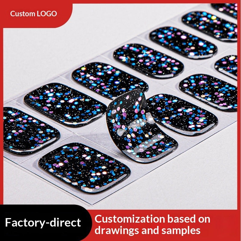 Semi-Cured Gel Nail Strips Fine Glitter Shimmer Glossy Design (MOQ=3)