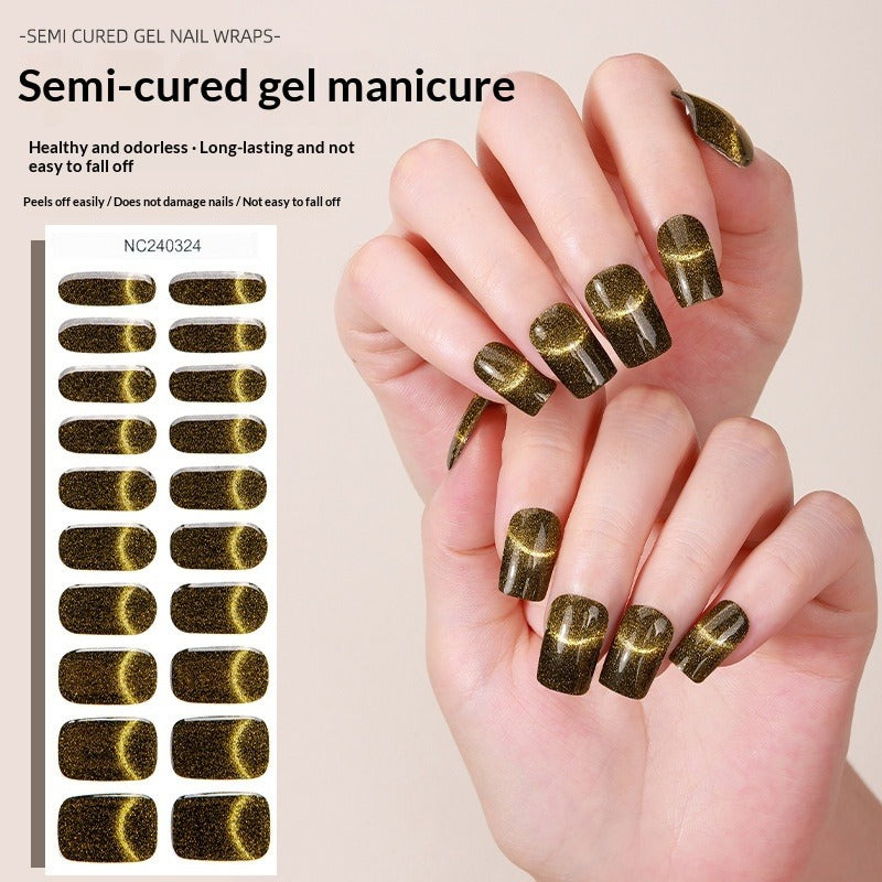 Semi-Cured Gel Nail Strips Sparkle Spotlight Cat Eye Glow Effect (MOQ=3)