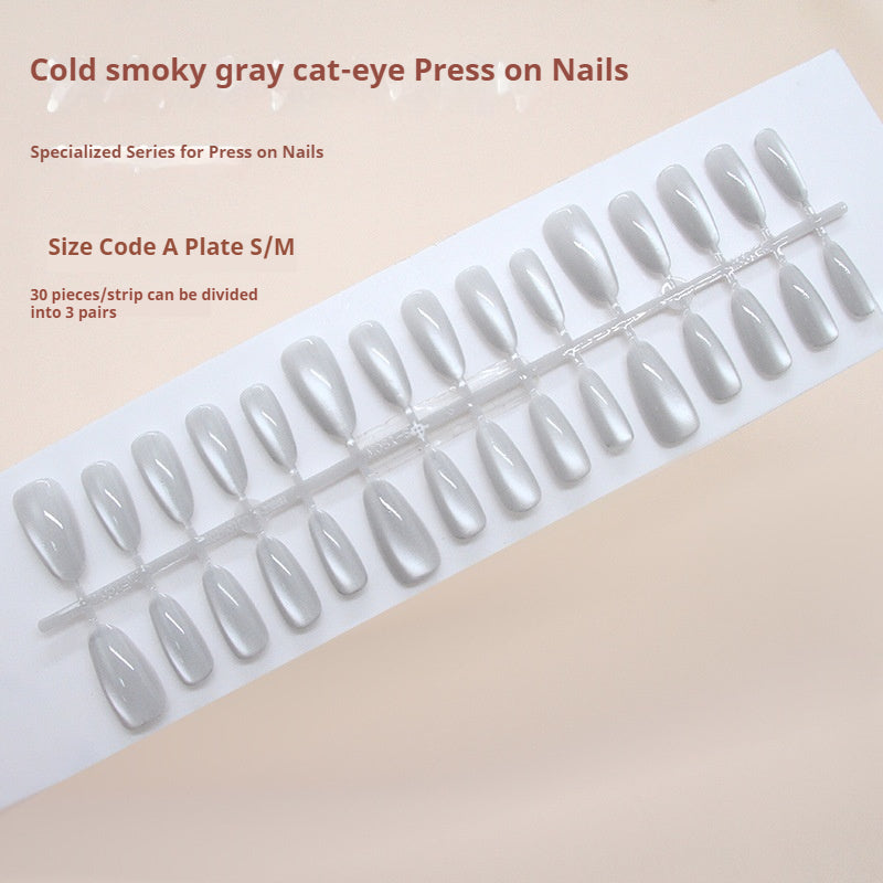 Nail Tips  prefabricated nail, simple and clean in summer, smoke gray medium and long almond nail, white, removable nail art pieces 30 pieces｜365nails