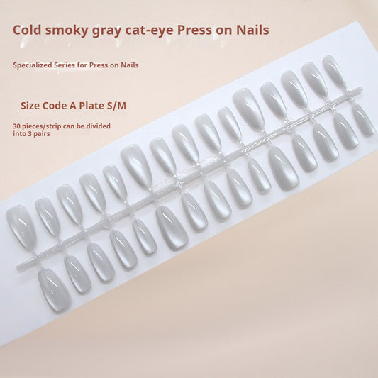 Nail Tips  prefabricated nail, simple and clean in summer, smoke gray medium and long almond nail, white, removable nail art pieces 30 pieces｜365nails