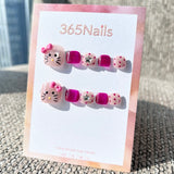 365nails: "kitty pink bow" – handmade press-on toenails / pedicure
