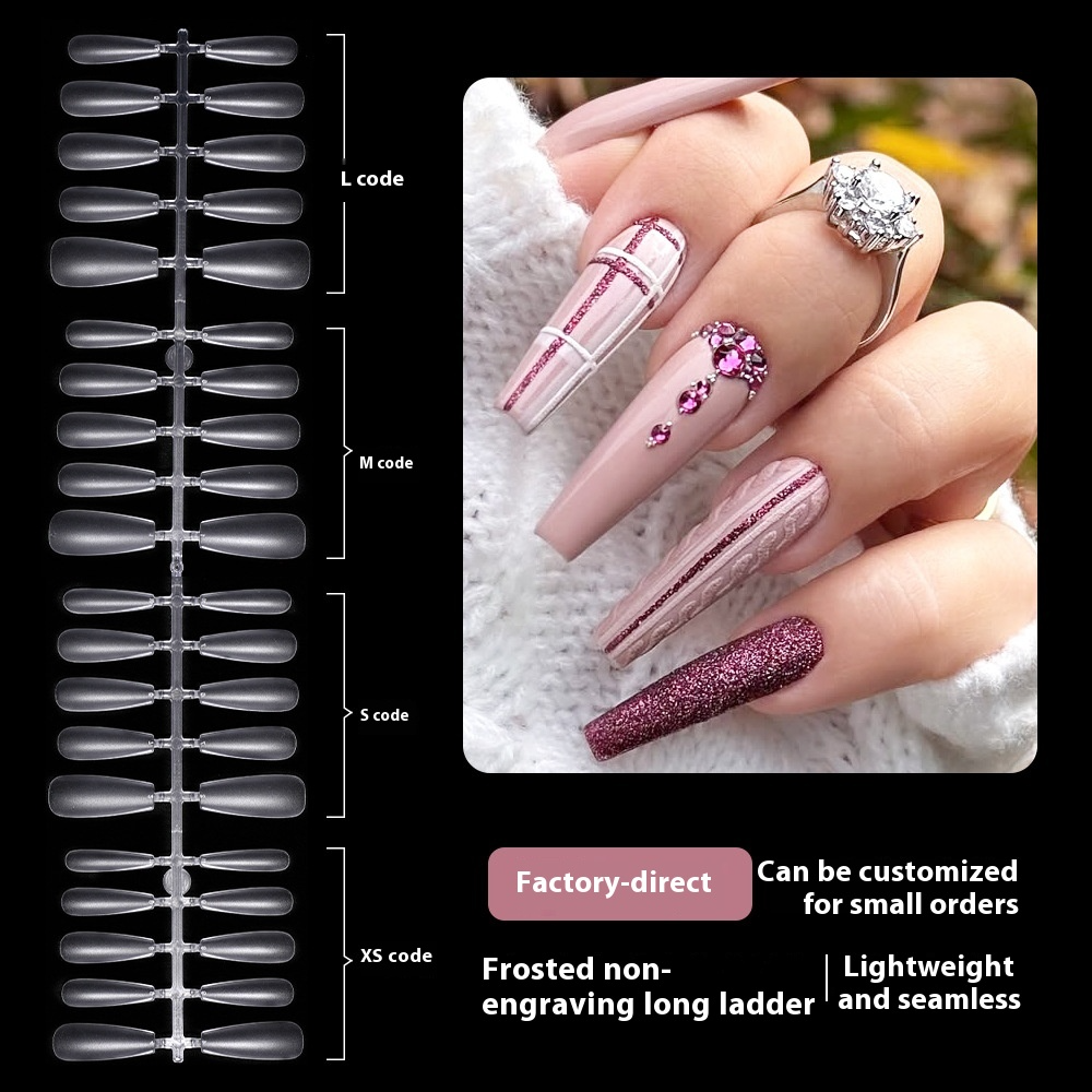 Nail Tips New transparent medium and long trapezoidal nail pads 20 pieces free of carving and grinding, whole sub-code matte and non-marking removable nail pads wholesale