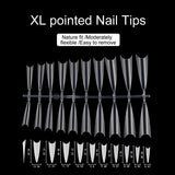 Nail Tips new ghost tip nail pads 500 pieces boxed super long pointed fake nail patches transparent semi-sticker nail pads wholesale