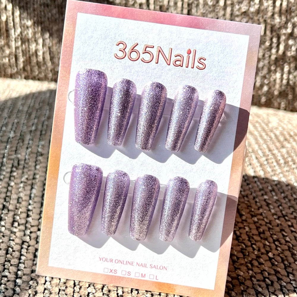 "Bold Long Coffin" - Glitter Handmade Nails (6 Colors Available)