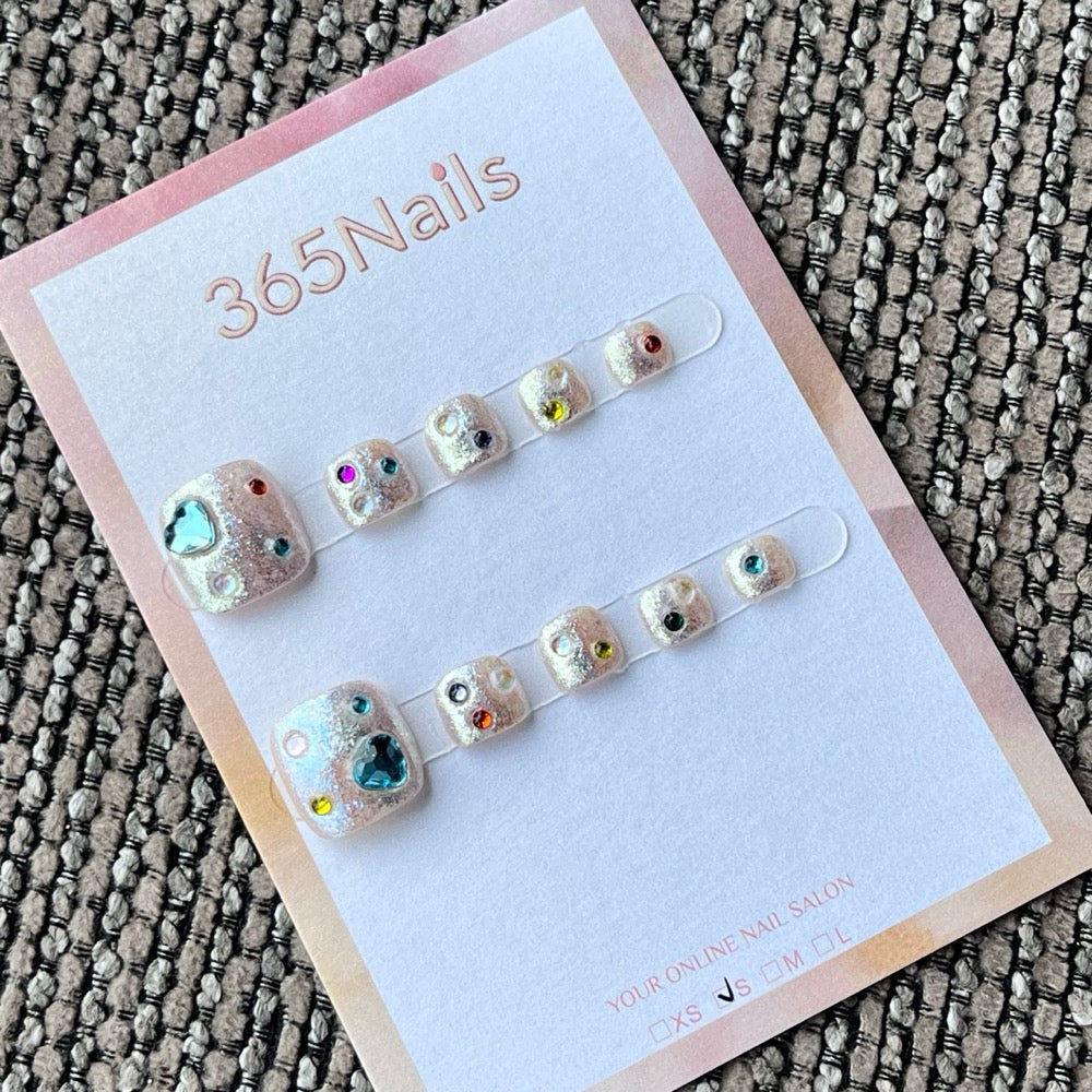 Blush Iridescent Gem Press-On Toenails