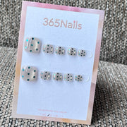 Aqua Crystal Dot Glitter Press-On Toenails