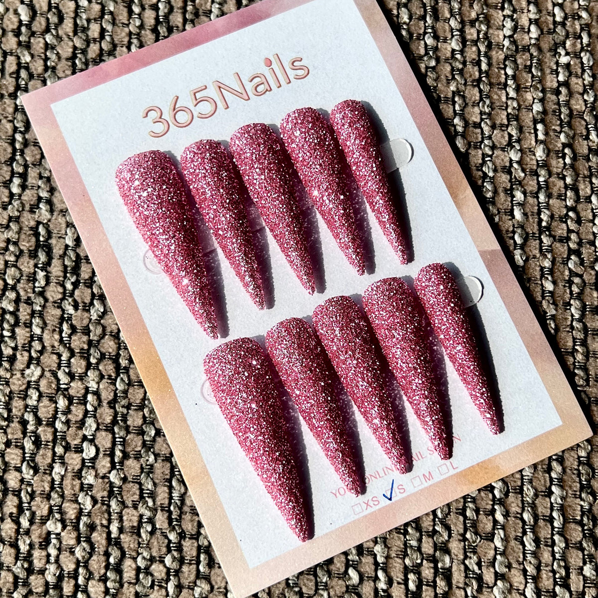 Dusty Rose - Pink Fine Glitter Stiletto Press-On Nails | Starry Glitter Series
