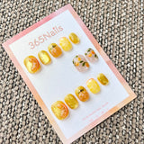 365nails: "energetic orange grapefruit pastoral" – handmade press-on nails