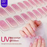 Semi-Cured Gel Nail Strips Gradient Glitter Shimmer Glossy Design (MOQ=3)