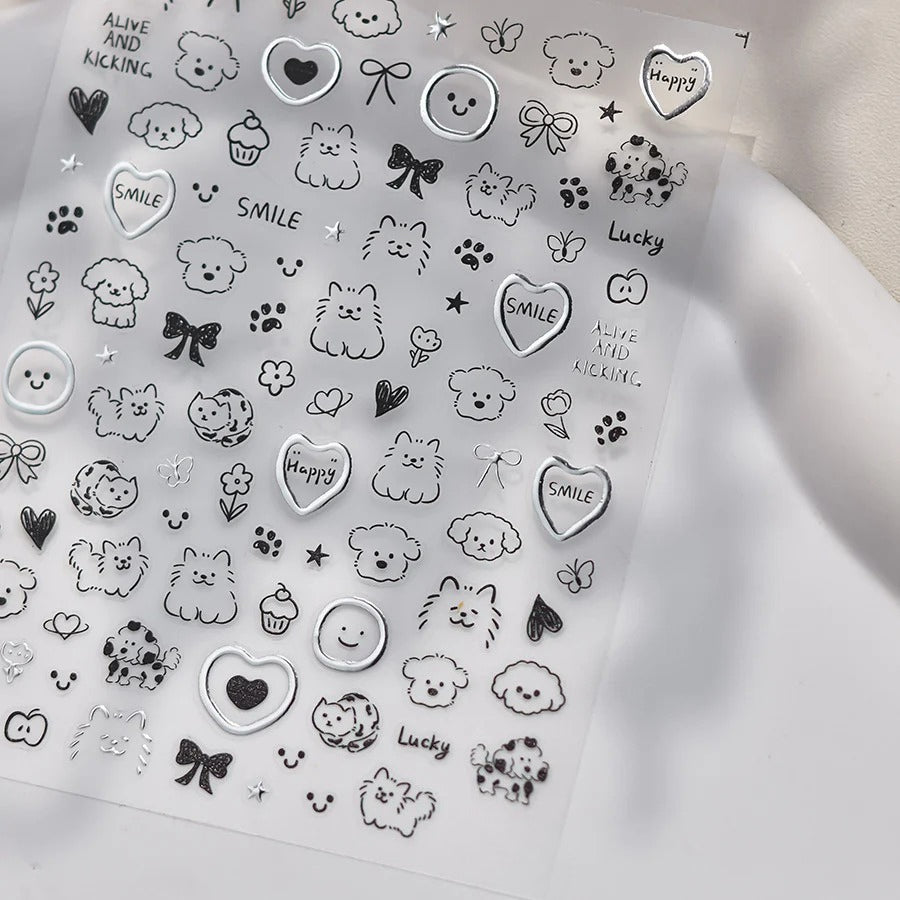 3D Embossed Nail Stickers – Pet & Heart Collection