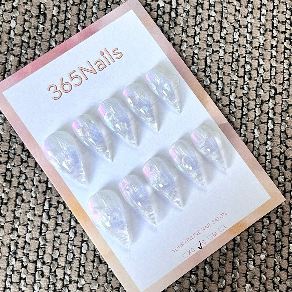 Aurora Ice - Holographic Glass Press-On Nails