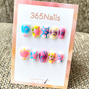365nails: "Psychedelic Pop" – Abstract Graffiti Handmade Short Square Nails