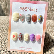 365nails: "Mixed Color 3D Wave Abstract" – Handmade Short Squoval Press-On Nails