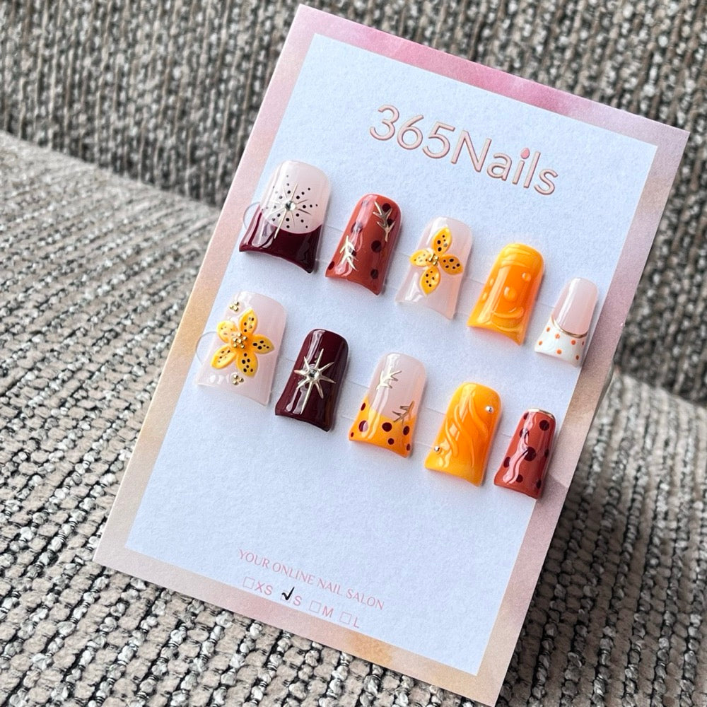Cute Floral and Polka Dot Press-On Nails Set