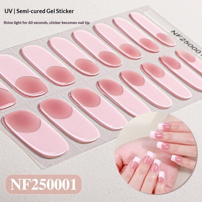 Semi-Cured Gel Nail Strips Classic French White Tip Natural Glossy Set (MOQ=3)