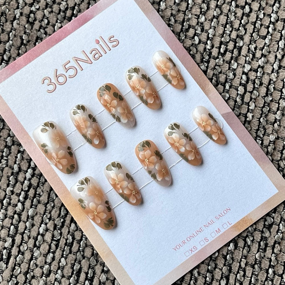 Handmade Ombre Floral Press-On Nails