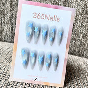 Clear & Blue Star 3D Charm Press-On Nails - Style 7014